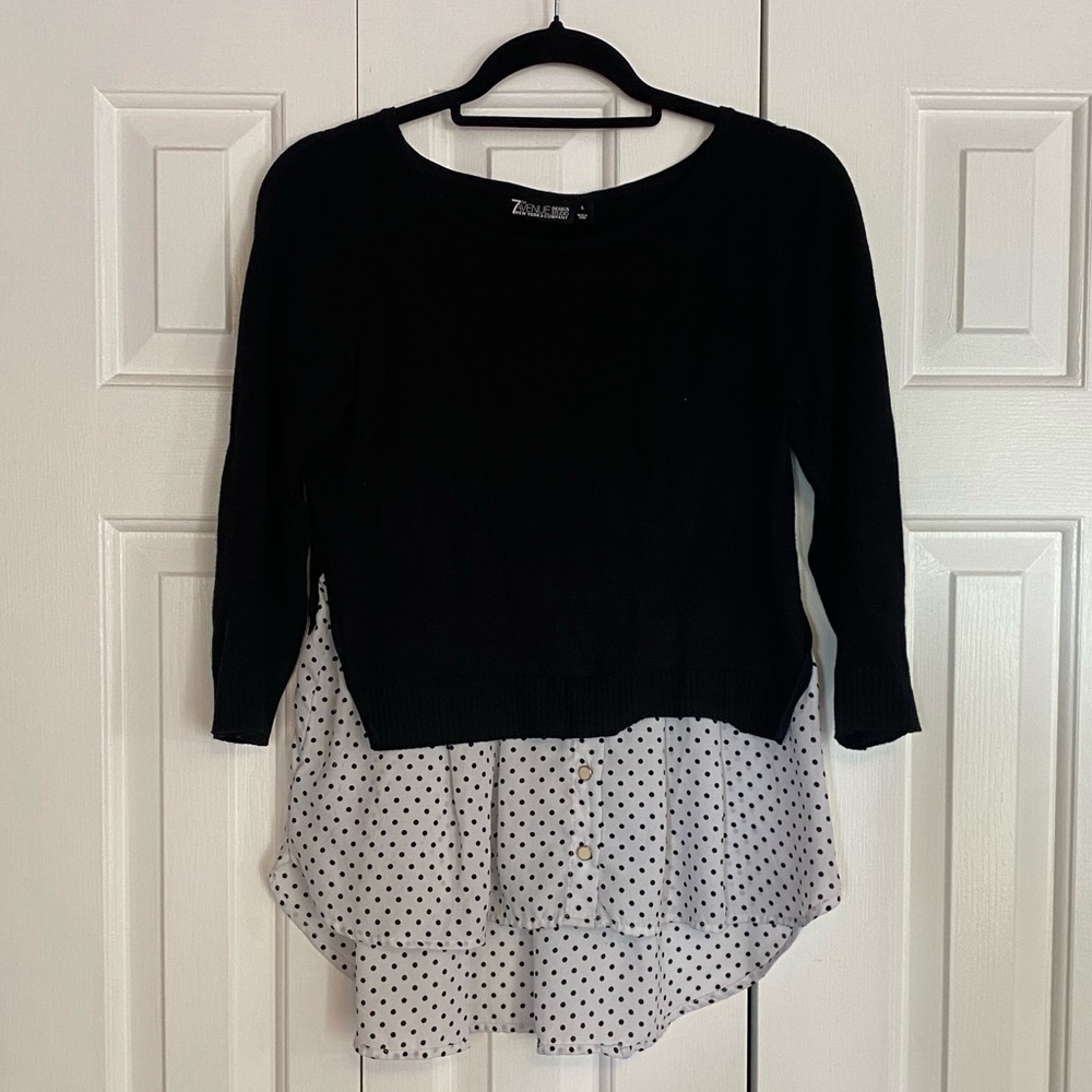New York & Company Black & White Blouse size small
